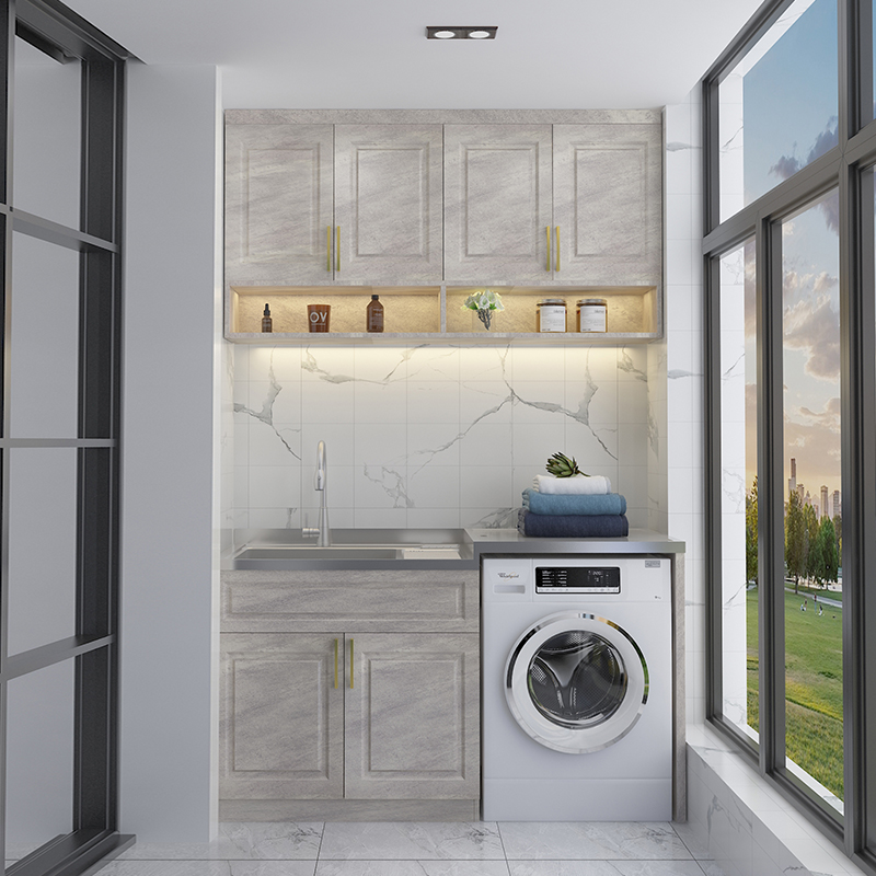 A4-地柜+吊柜（不銹鋼陽臺(tái)洗衣柜）