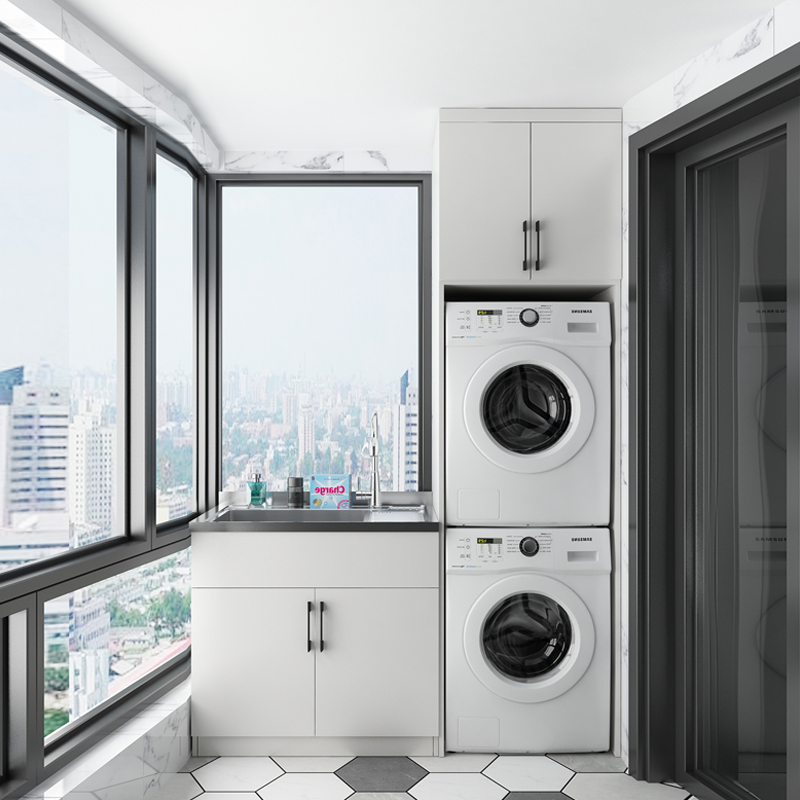 B4-疊放雙電器（不銹鋼陽臺(tái)洗衣柜）